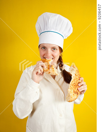 baker is eating fresh loaf baker is eating fresh loaf 9206457