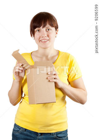 woman holding cardboard box woman holding cardboard box 9206599