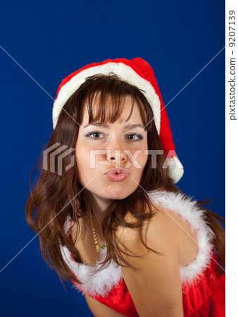 Air-kissing sexy girl dressed like Snow Maiden 9207139