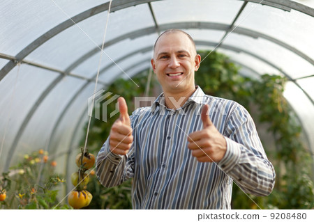 Happy man in the hothouse 9208480