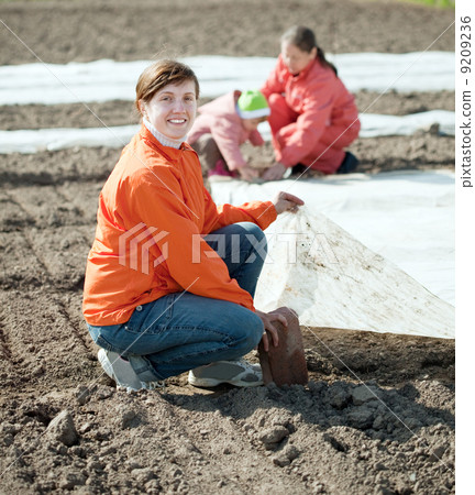 family warms the soil with polyethylene family warms the soil with polyethylene 9209236