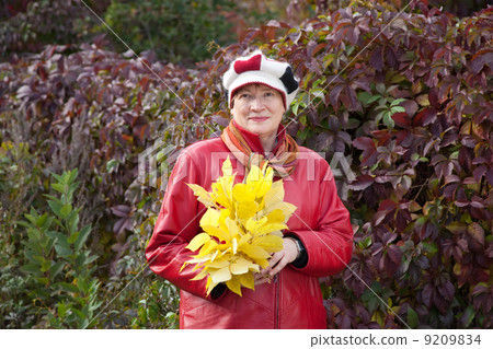 mature woman with maple posy mature woman with maple posy 9209834