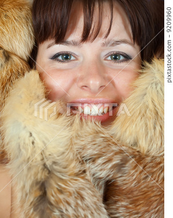 happy girl in fox fur happy girl in fox fur 9209960