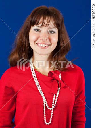 girl over blue background girl over blue background 9210030