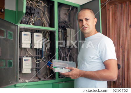 electrician working with electric electrician working with electric 9210702