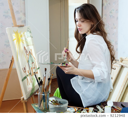 artist paints the house on canvas artist paints the house on canvas 9212948