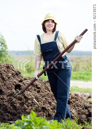 farmer works with manure 9213071