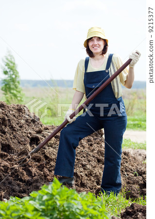 farmer works with manure 9215377