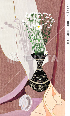 small white camomiles in metal jug 9215558