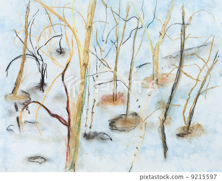 trees in spring thawed patches 9215597
