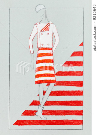 Women jacket and skirt in red and white stripes Women jacket and skirt in red and white stripes 9215643