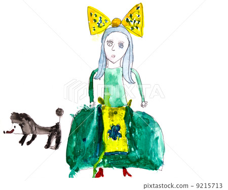 child's drawing - girl with blue hair child's drawing - girl with blue hair 9215713