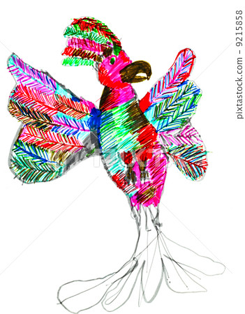 child's drawing - pied parrot 9215858