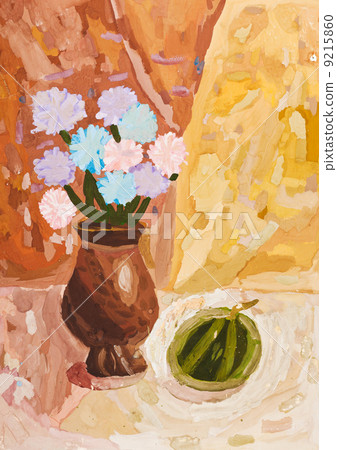 child's paiting - flower vase with chrysanthemum child's paiting - flower vase with chrysanthemum 9215860