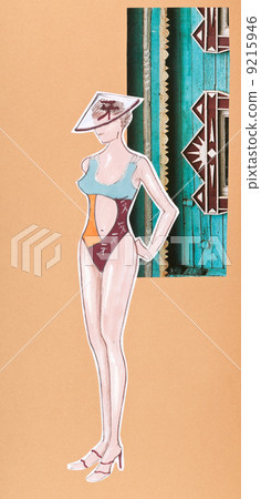 swimming suit and summer hat 9215946