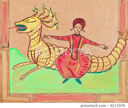Persian prince flying on dragon 9215976