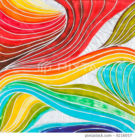wave pattern drawn by watercolor paints 9216057