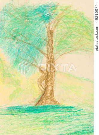 children drawing - green tree in summer children drawing - green tree in summer 9216074