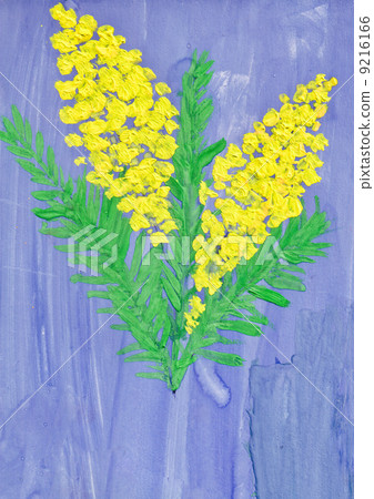 child's drawing - sprig of mimosa child's drawing - sprig of mimosa 9216166