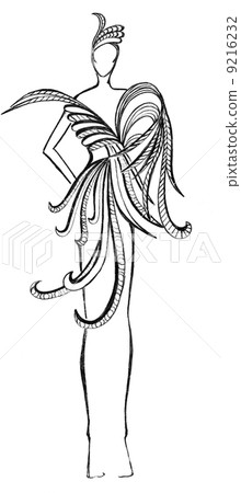 creation of evening dress with feathers 9216232