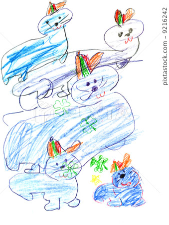 child's drawing - playing seals 9216242