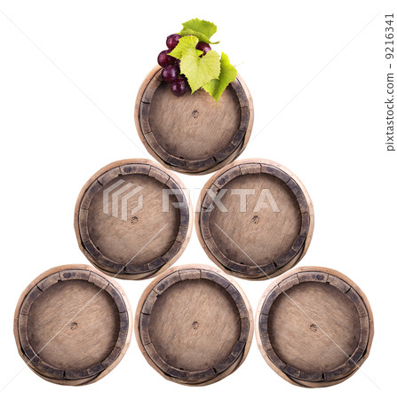 Wine barrels isolated with grapevine Wine barrels isolated with grapevine 9216341