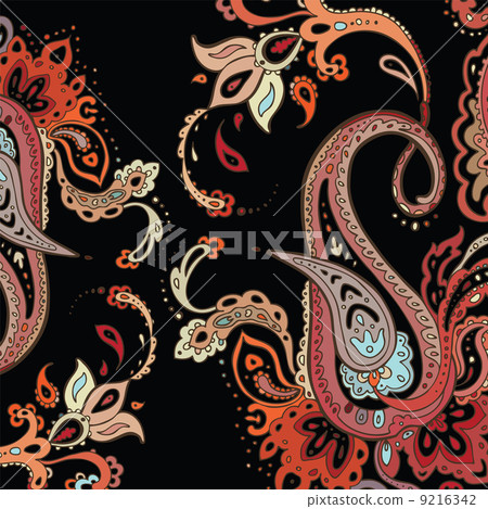 Paisley background. Hand Drawn ornament. Paisley background. Hand Drawn ornament. 9216342