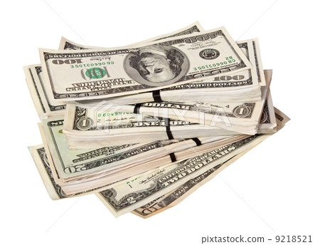 US dollars bank notes. Isolated on white 9218521