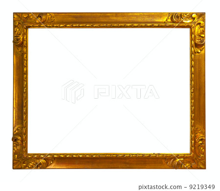 gold picture frame. Isolated over white gold picture frame. Isolated over white 9219349