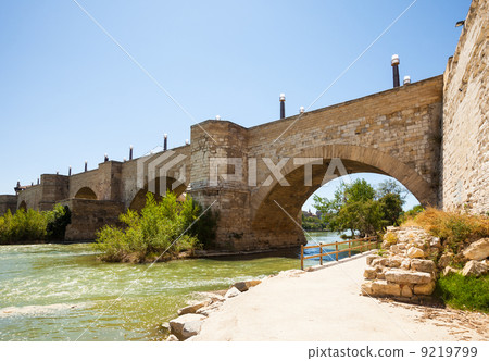Old stone bridge over Ebro 9219799