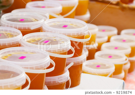 honey on counter in market honey on counter in market 9219874