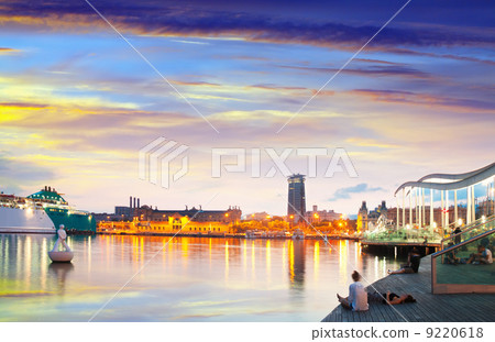 evening view of Barcelona from Port Vell evening view of Barcelona from Port Vell 9220618