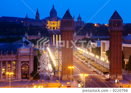 Spain square at Barcelona in evening Spain square at Barcelona in evening 9220766