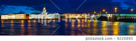 Vasilyevsky Island and Palace bridge in night 9220893