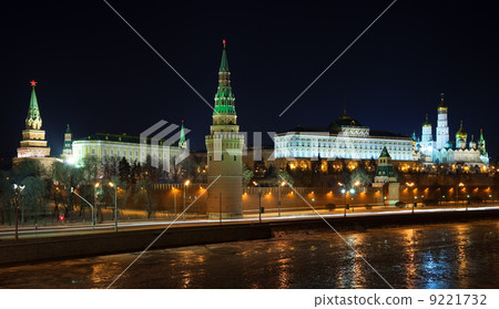 View of Moscow Kremlin in winter night. Russia View of Moscow Kremlin in winter night. Russia 9221732