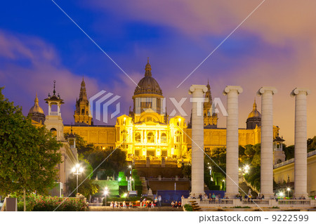 National Palace of Montjuic in evening National Palace of Montjuic in evening 9222599