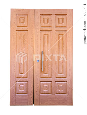 wooden double door. Isolated over white 9222821