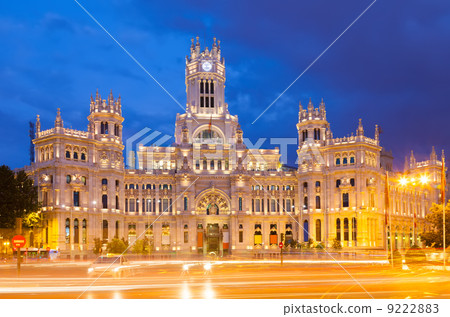 View of Palacio de Cibeles in evening. Madrid View of Palacio de Cibeles in evening. Madrid 9222883