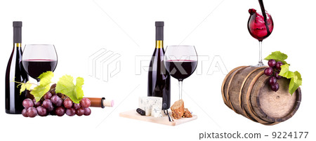 red wine assortment of grapes and cheese 9224177