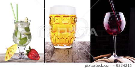 collage witn coctail, wine and beer 9224215