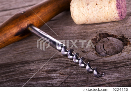 Corkscrew, cork and wine stains Corkscrew, cork and wine stains 9224550