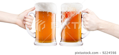 beer with man and woman hand making toast 9224598