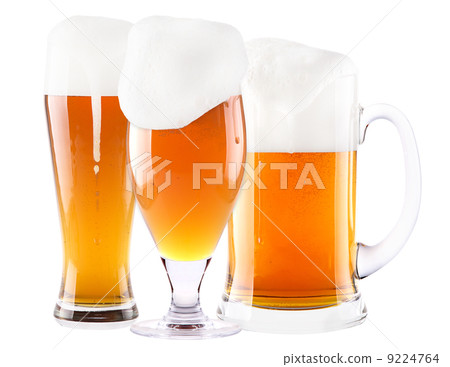 Frosty glass of light beer set isolated Frosty glass of light beer set isolated 9224764