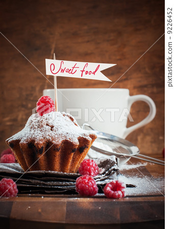 Composition with Fruitcake Decorated with Raspberry and flag, ve 9226452