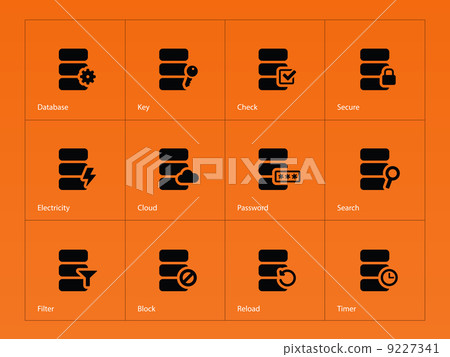Database icons on orange background. - Stock Illustration [9227341] - PIXTA
