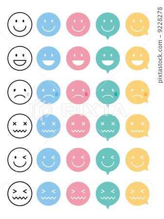 Emoticon balloon icon set Colorful Nico Nico 9228278