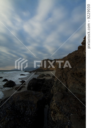 Rocky beach on a sunny day in Malibu California 9229030