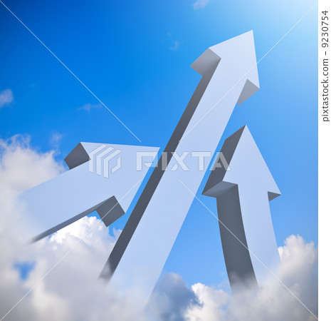 Arrows up in blue sky, business concept Arrows up in blue sky, business concept 9230754