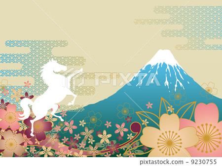 白馬和富士山以及櫻花 白馬和富士山以及櫻花 9230755
