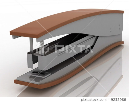 Stapler with reflection on white background 9232986